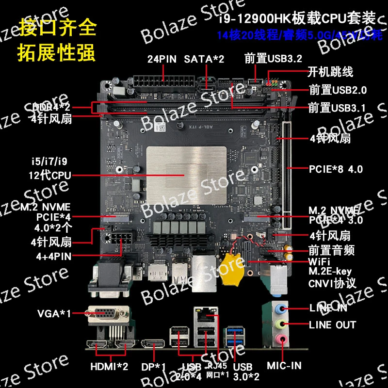 I9 12900HK Onboard CPU Set Desktop Motherboard ITX Computer 1700 Pin 14 Core DDR4 Assembly DIY