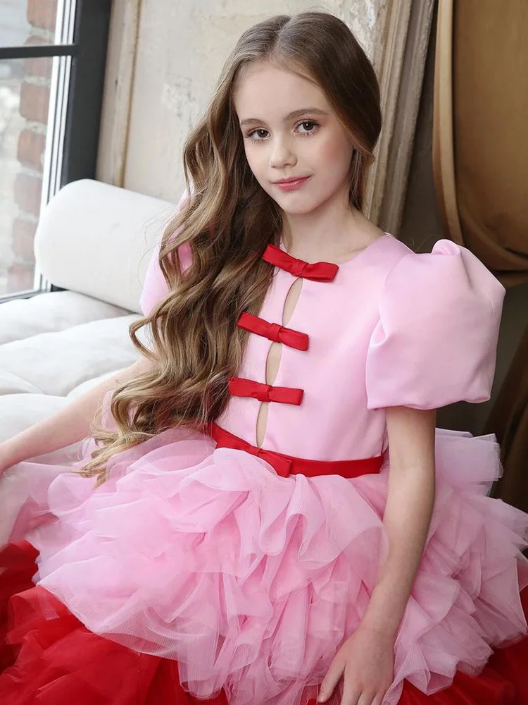 Vestito da ragazza di fiore principessa per bambini di lusso per torta di comunione di nozze festa di compleanno della neonata vestito dal Tutu principessa soffice