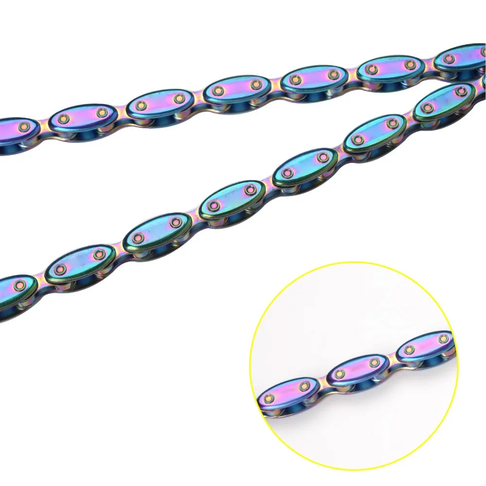

Durable Rainbow Single Speed Bike Chain Rugby Manganese Steel Fixed Gear Chain 100 Links Cycling Chain Cycling Accessories