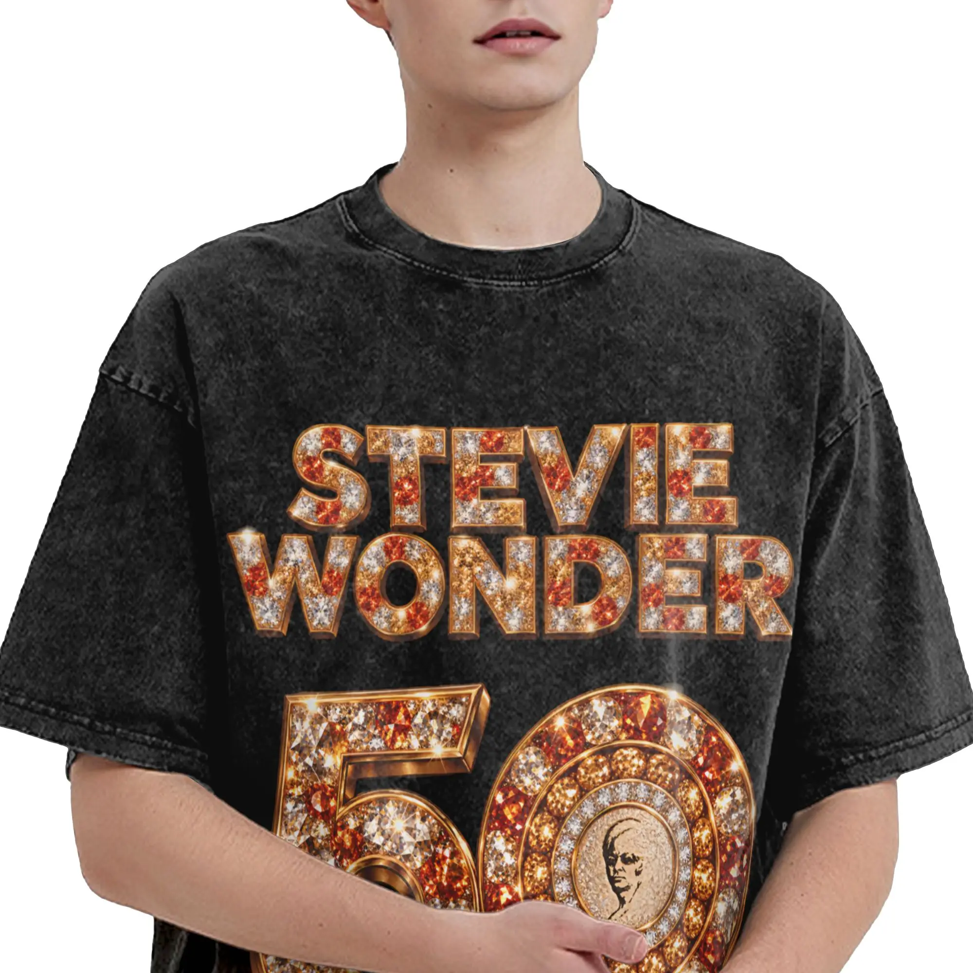 Harajuku Washed Shirts Stevie Wonder Songs in The Key of Life 50th Anniversary Tour  Merch Fashion T-Shirts Harajuku  Streetwear
