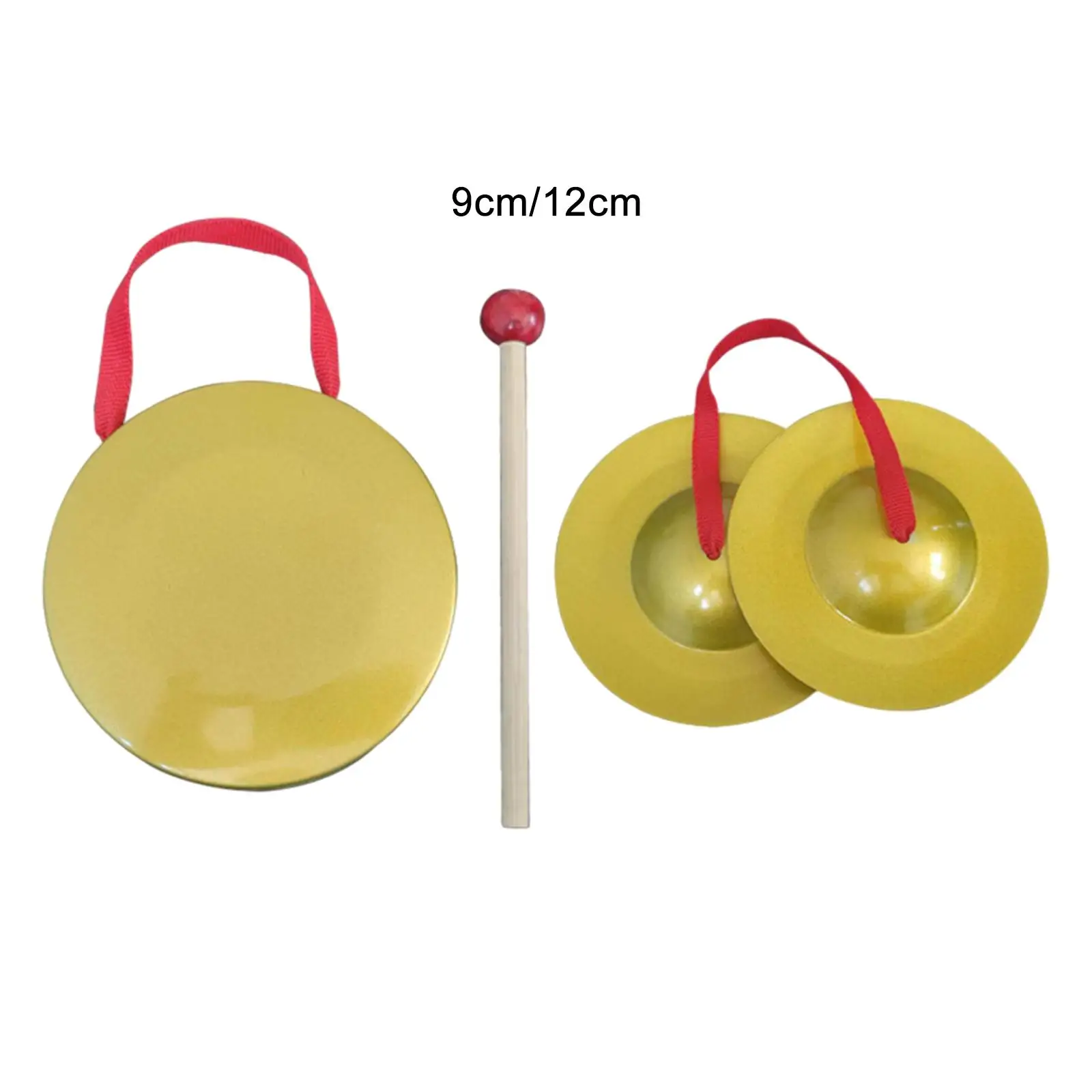 Mini Finger Cymbals Early Learning Gong Instrument Brass Gong with Mallet for Parties Holiday Celebration Dances Children Kids