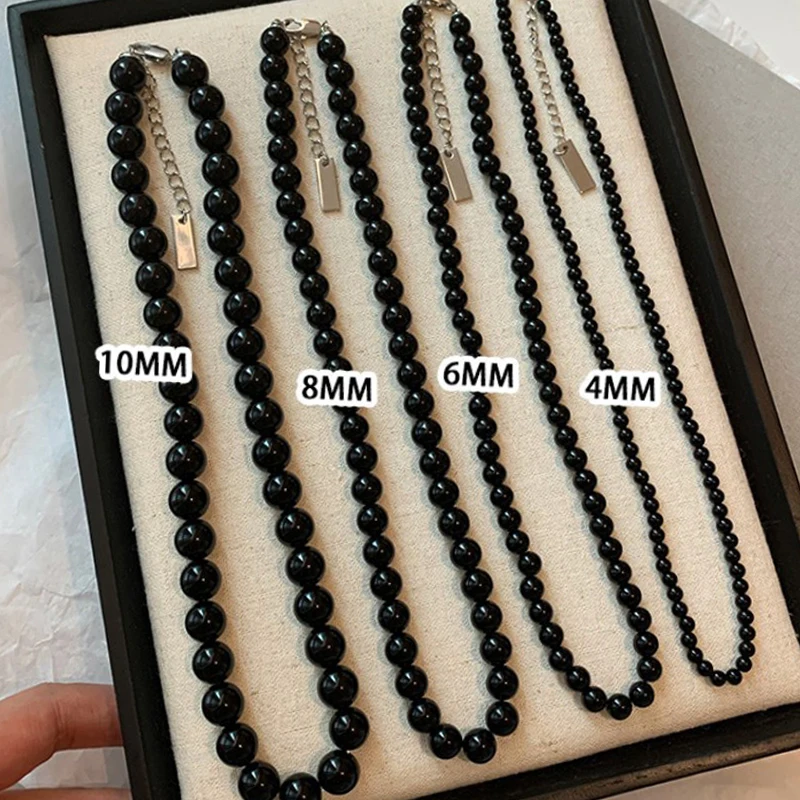 1/3 sztuk czarny naszyjnik z koralików kobiety mężczyźni trzy warstwy czarna perła Choker minimalistyczne szklane dziewczyny koraliki biżuteria w stylu vintage akcesoria