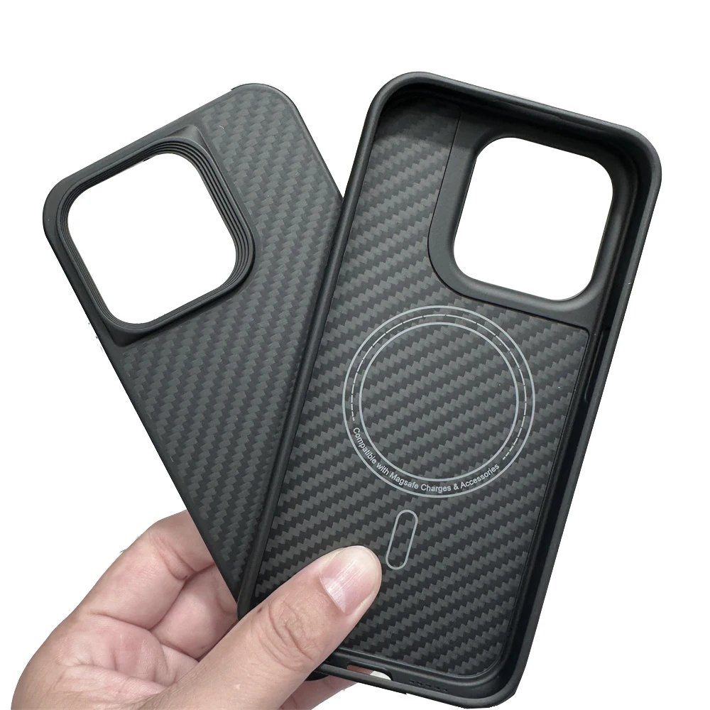 High Strength Carbon Fiber + TPU Frame Anti-fall Shell for Iphone 15 15Pro 15ProMAX With Magnetic Charging Function Men's Cover