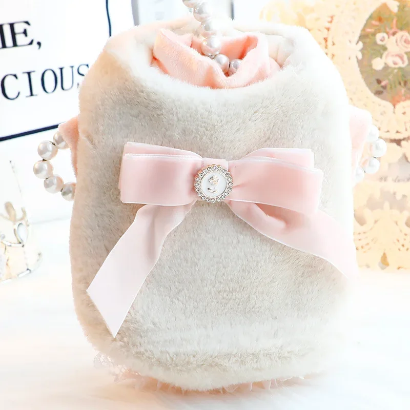 Two Piece Set Luxury Winter Dog Clothes Thick Princess Chihuahua Coat for Small Dog Teddy Pet Ropa Para Perro Pequeño