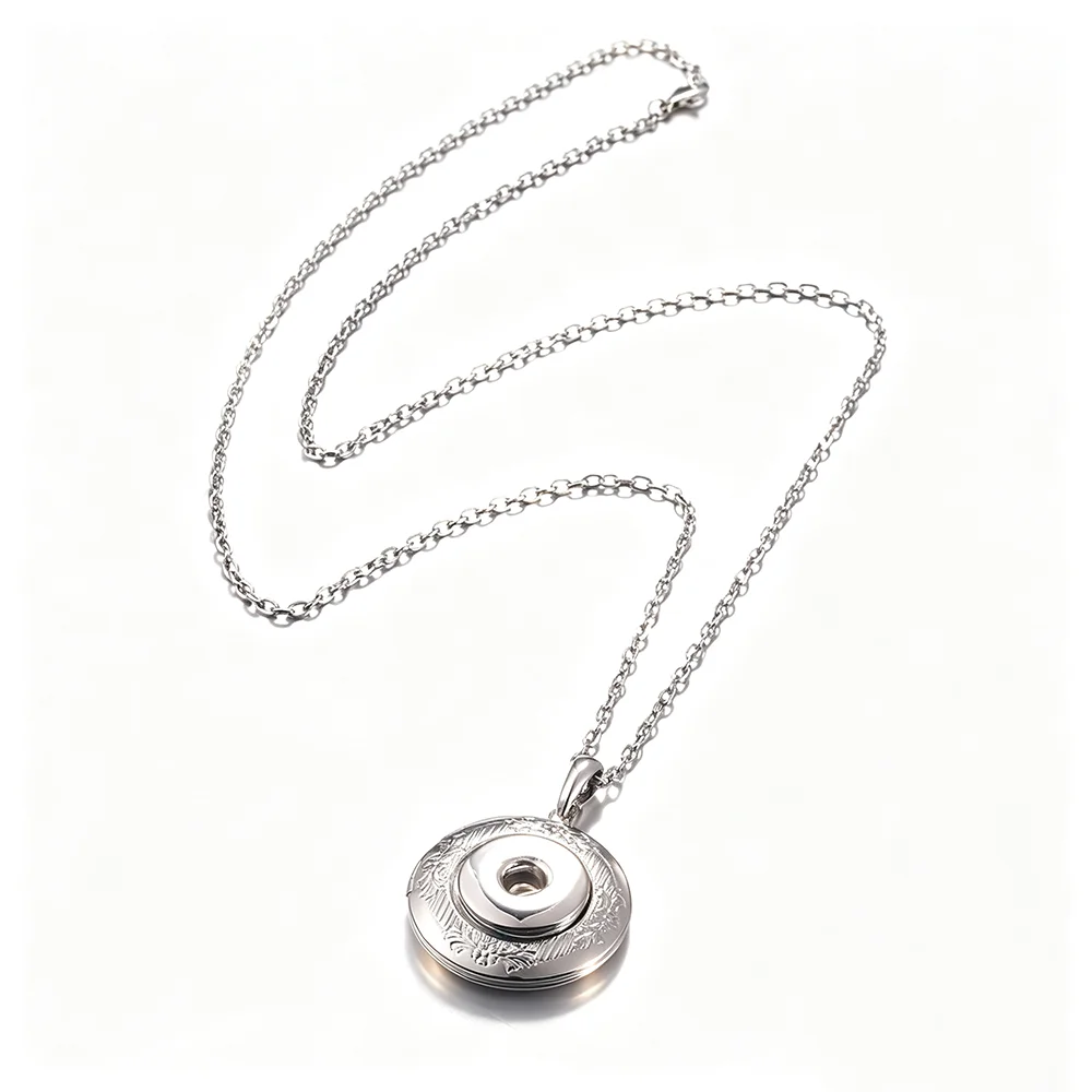 New Snap Pendant Necklace Metal Snap Necklaces Fit 18mm Snap Button Fashion Locket Snap Jewelry DIY Pendant