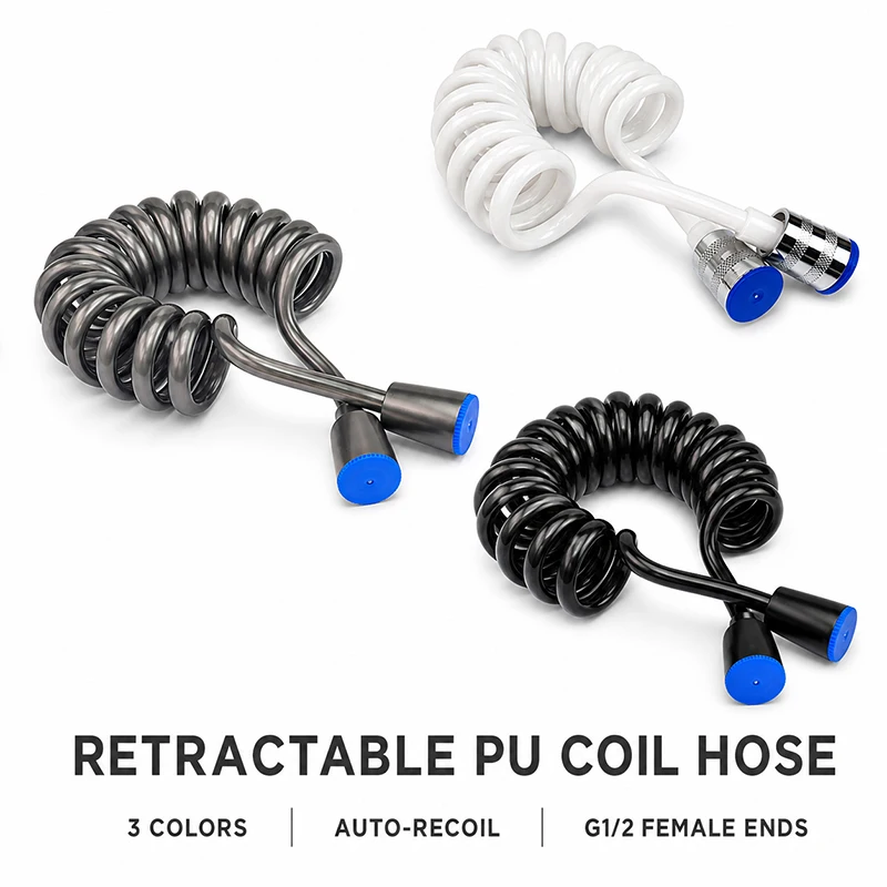Retractable 2m Coiled Hose Flexible Spring Pipe for Toilet Bidet Sprayer Handheld Shower Bathroom Home and Plumbing Accessories