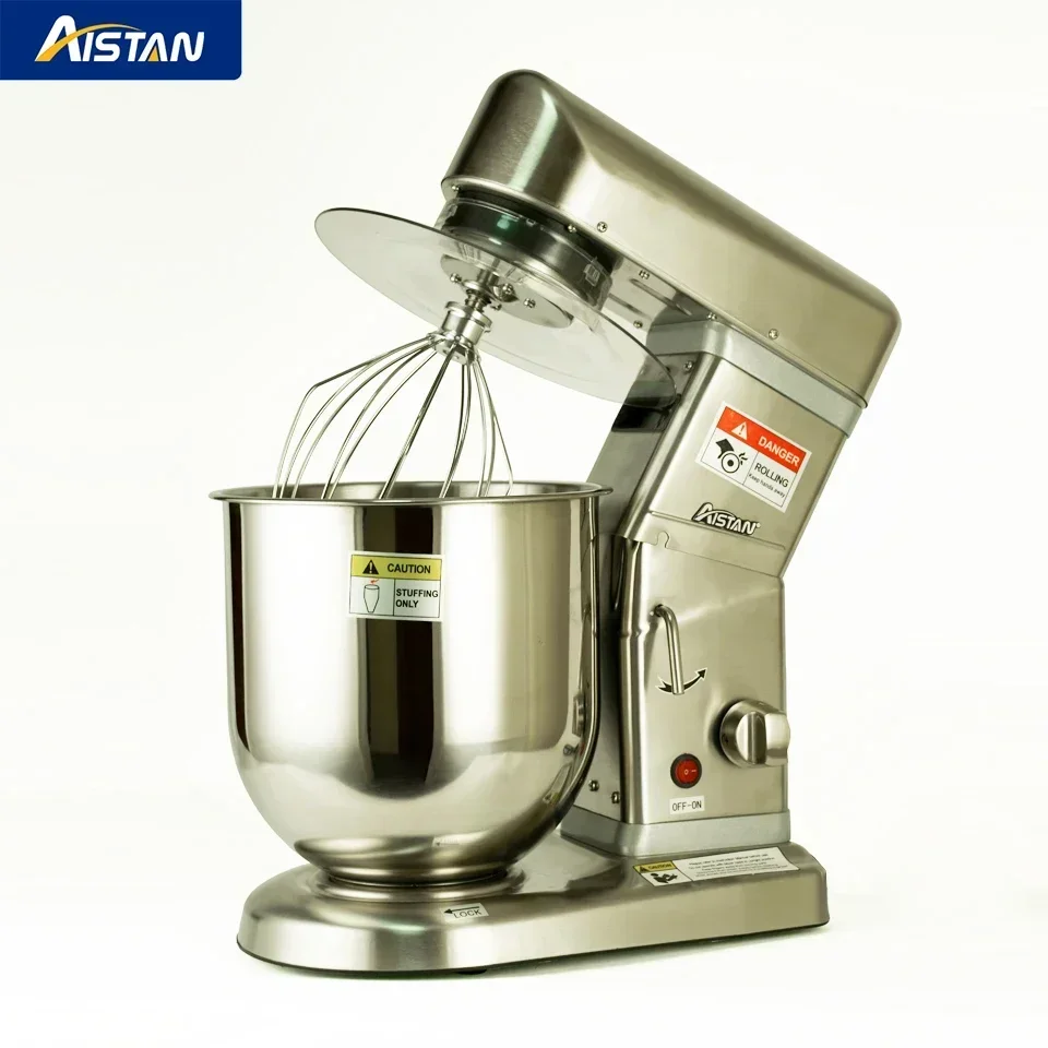 AST-B7S Electric Stand Mixer, 7 Quarts, Dough Hook, Flat Beater Attachments, Splash Guard CVT Speeds With Whisk, Stainless Steel