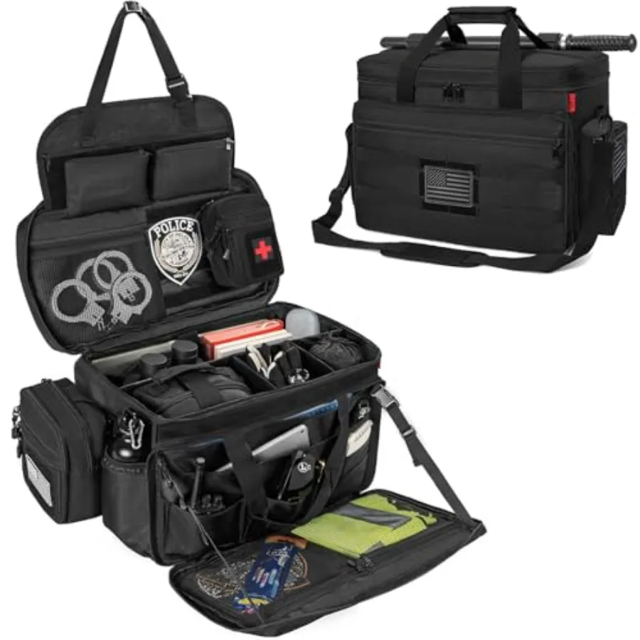 

Patrol Bag Law Enforcement, Police Gear Bag Car Front Seat Organizer for Police with Laptop Layer and Cup Holders, MOLLE System