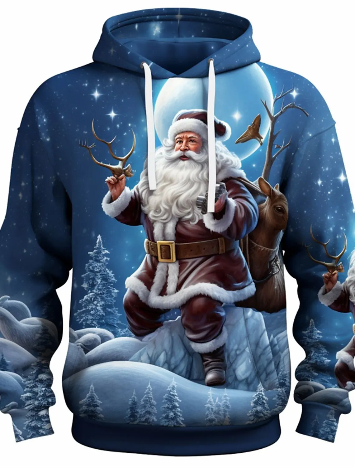 

Men's Hooded Hoodies 3D Prints Santa Claus Graphics Sweatshirt Drawstring Long Sleeved Streetwear Tops Men's Clothing Pullover