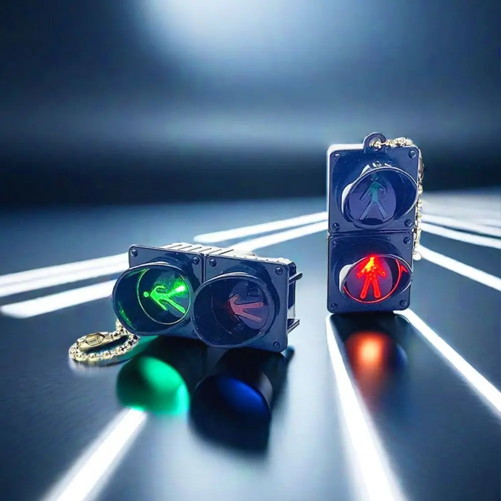 

Plastic Traffic Light Key Chain Glowing Charms Bag Pendant Signal Light Pendant Car Keychains Jewelry Accessories 3D Key Ring