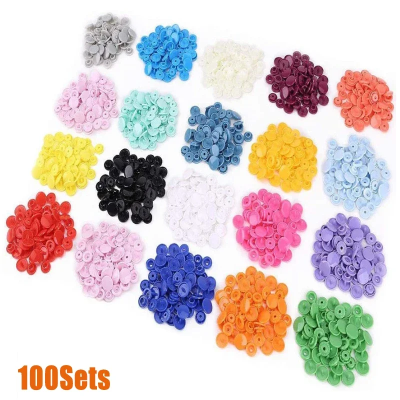 100 Sets Plastic Snaps Button Fasteners T3 Bag Folder Dark Clasp Button Resin Garment Accessories For Clothes