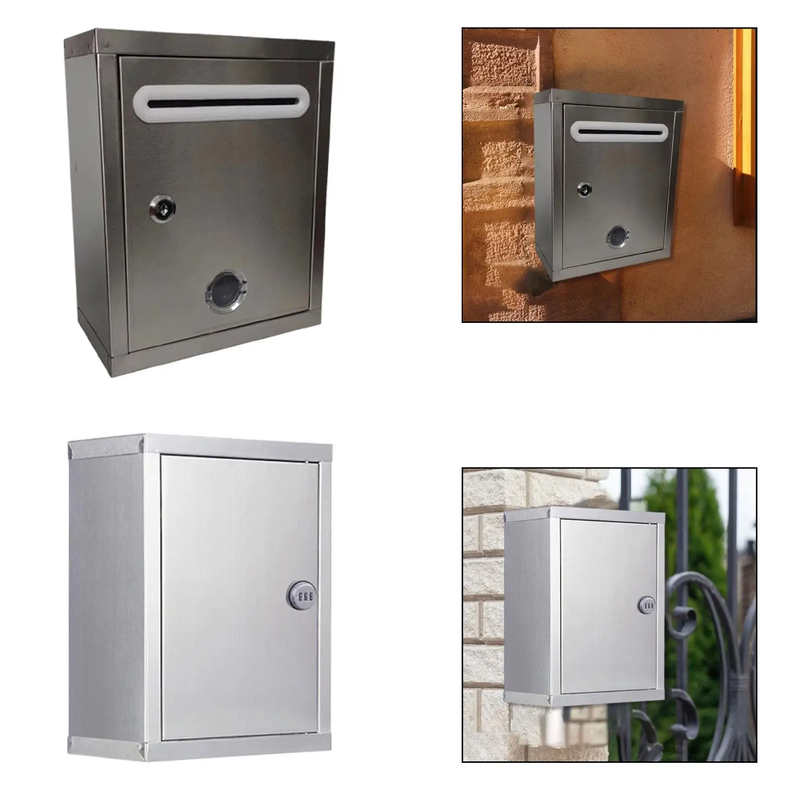 

Настенный почтовый ящик из нержавеющей стали с замком, безопасный почтовый ящик, уличный водонепроницаемый почтовый ящик для домашнего сообщества