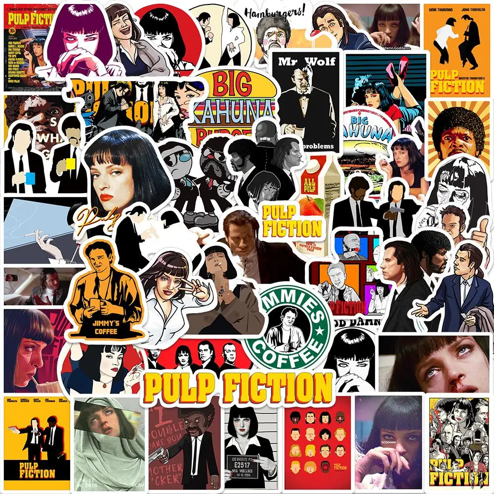 

50PCS Movie Pulp Fiction Classic Stickers Waterproof Refrigerator Car Helmet DIY Gift Bicycle Guitar Laptop Skate Decal