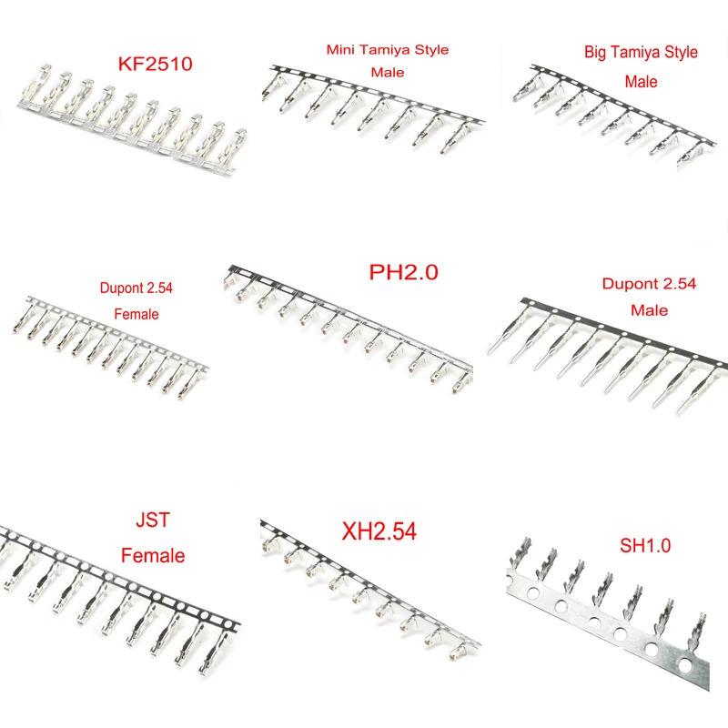 Terminales piezas hembra macho PH2.0/JST1.25/XH2.54/SH1.0/estilo Tamiya pequeño/estilo Tamiya grande/DuPont 100/VH/SM/KF2510/CH3.96 Reed, 2,54