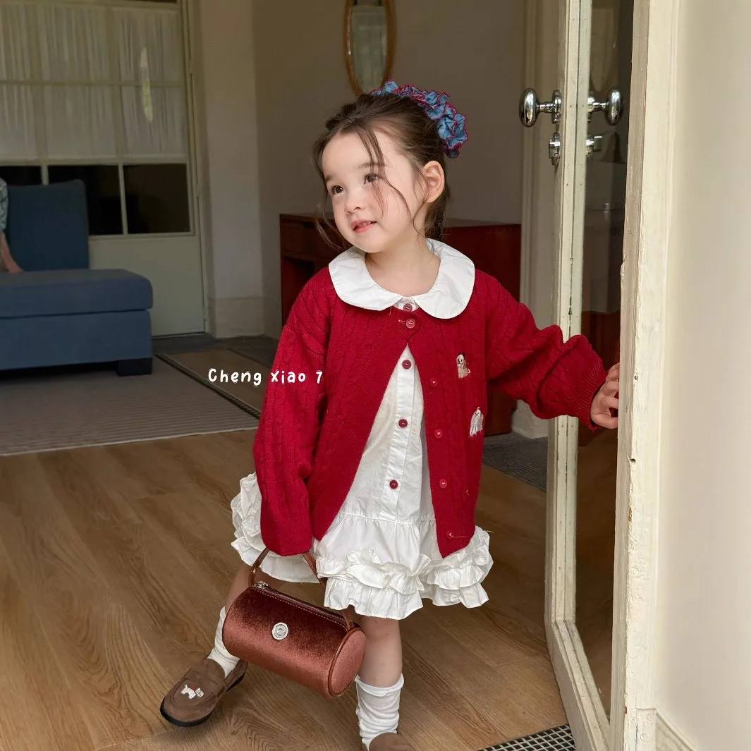 

Girls Autumn Clothing Forest Style Knitted Cardigan Spring and Autumn 2025 New Children Fashion Baby Girls Sweater Coat