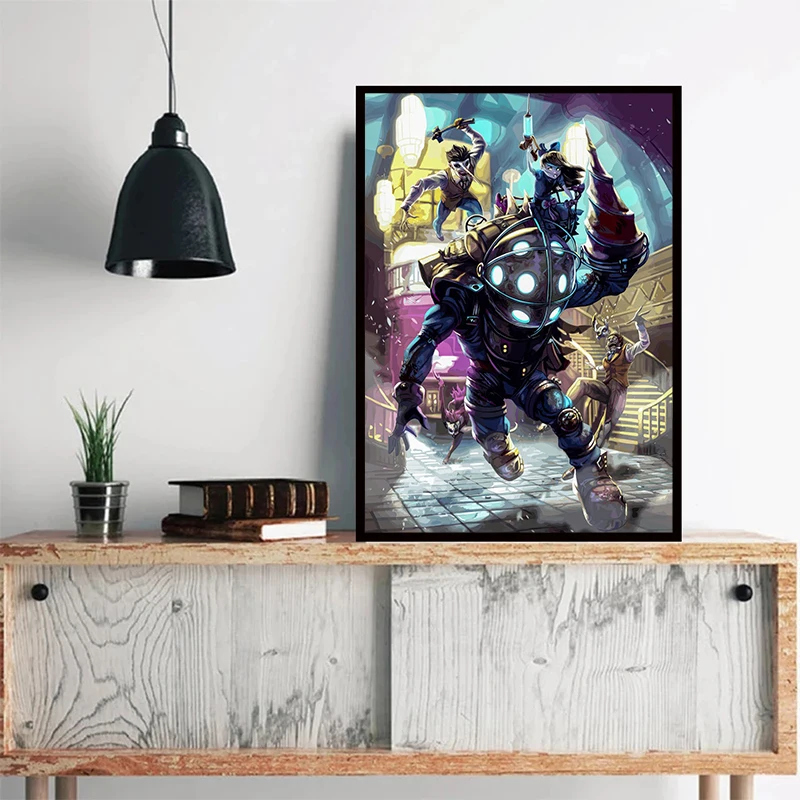 Fanart Game Bioshock Rapture Poster Canvas Painting Prints Big Daddy Little Sister Wall Art Canvas Painting Picture Home Decor