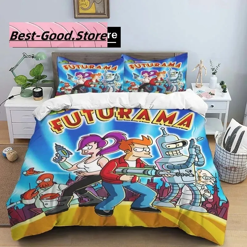 3D Print Cartoon F-Futurama Bender Bedding Set Boys Girls Twin Queen King Size Duvet Cover Pillowcase Bed boys Adult Bedroom