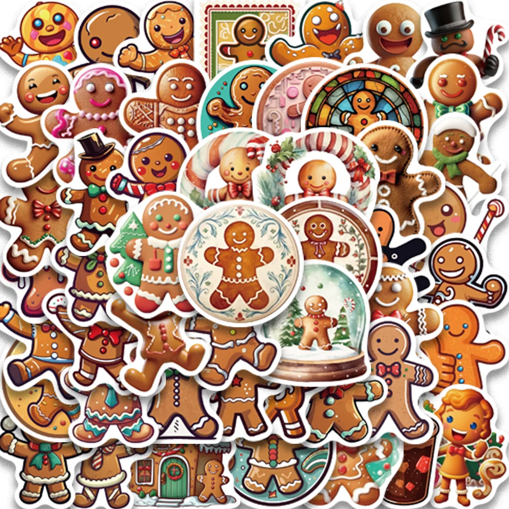 50PCS Kawaii Christmas dessert Gingerbread house Stickers for Scrapbooking Skateboard Phone Case Children's Gift Toy