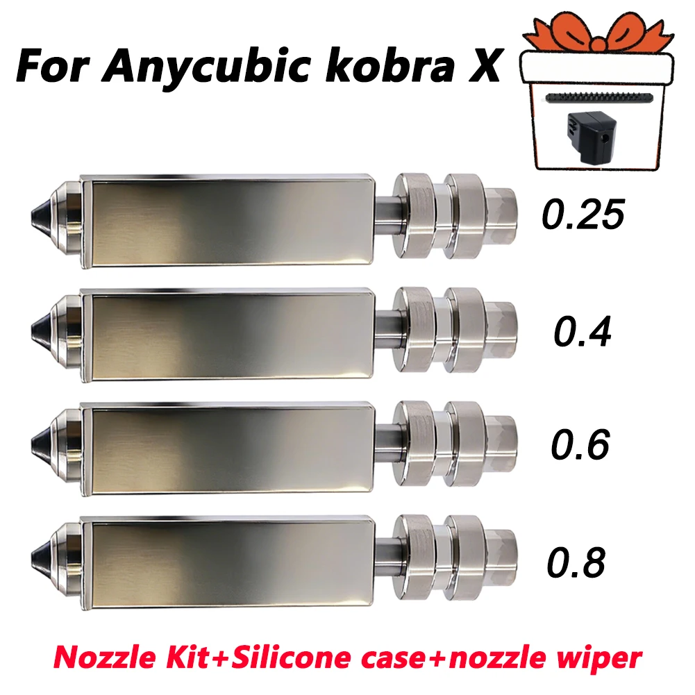 

For Anycubic Kobra X Bimetallic Hotend Nozzles Print Head Assembly KX Nozzle 0.25/0.4/0.6/0.8mm for Anycubic Kobra X Accessorie