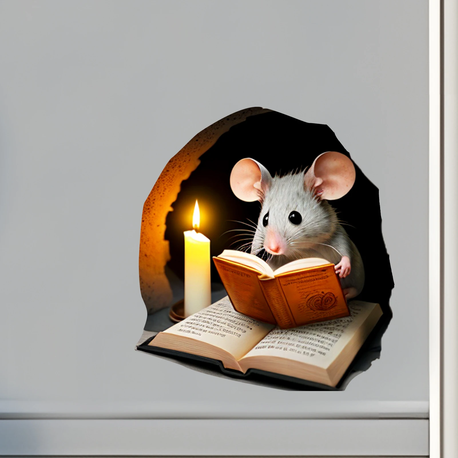 Maus-Lesebuch-Wandaufkleber, abnehmbarer Kunst-Wanddekor, selbstklebende Schlafzimmerdekoration, Bücherregal-Dekoration