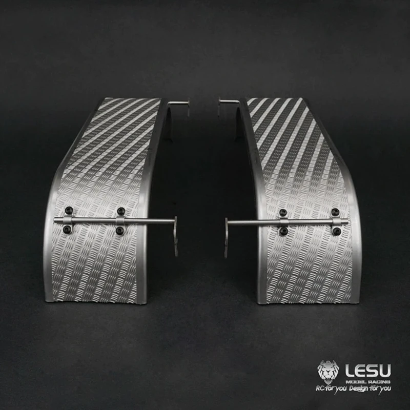 LESU โลหะสแตนเลสด้านหลังล้อ Dual เพลา Fender S-1243-A B สําหรับ Tamiya 3348 1/14 RC การ์ดรถบรรทุกของเล่นอะไหล่