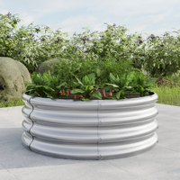 Outdoors Galvanized Elevated Garden Bed, Planter Elevated, Round Freedom Garden Beds for Gardening Vegetables, Fruits, Flowers