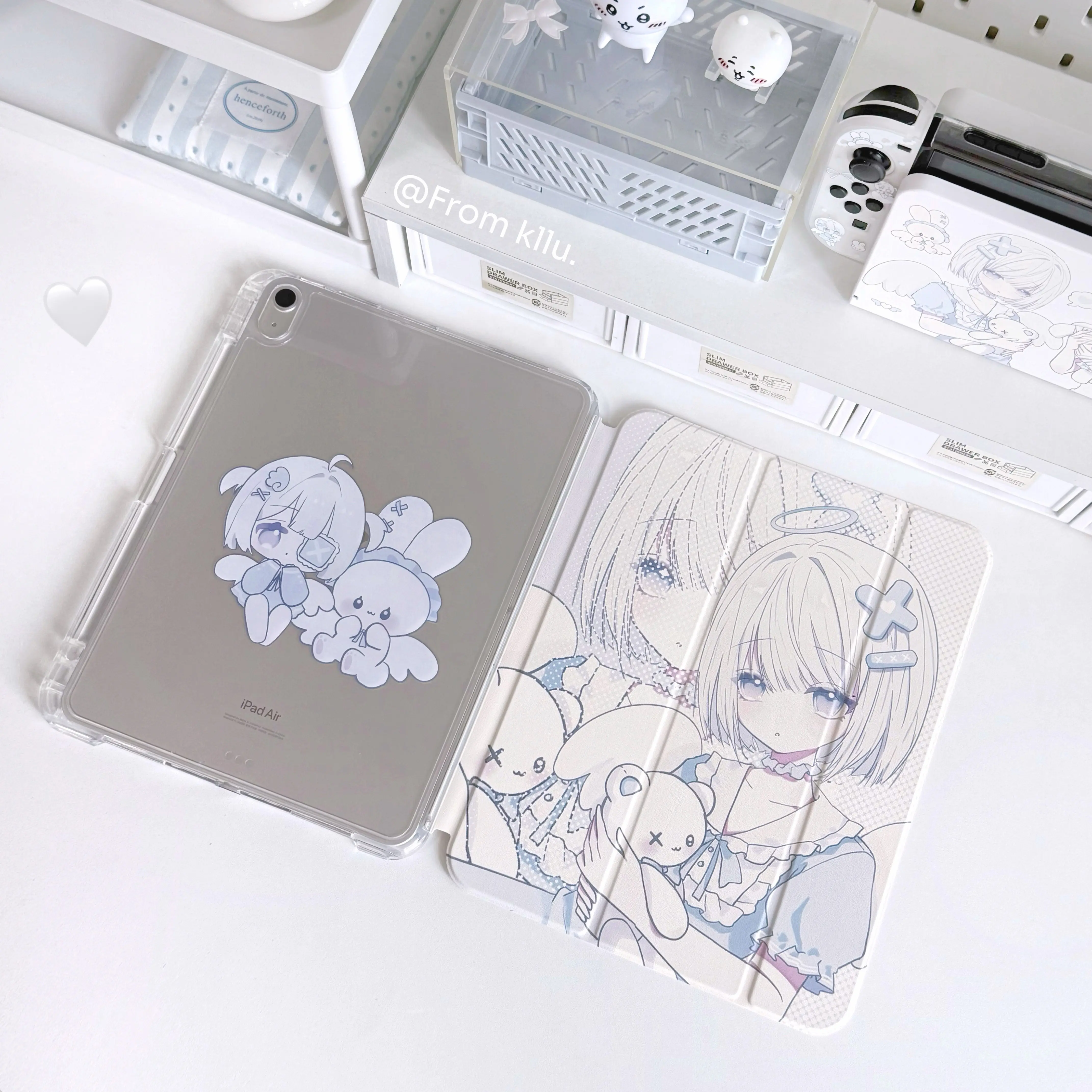 Japanese Kawaii Anime Girl iPad Case For iPad Pro 11 13in 2025 iPad Pro 12.9in Air7 10th 11th M4/5 MINI Water Color 3 Fold Cover