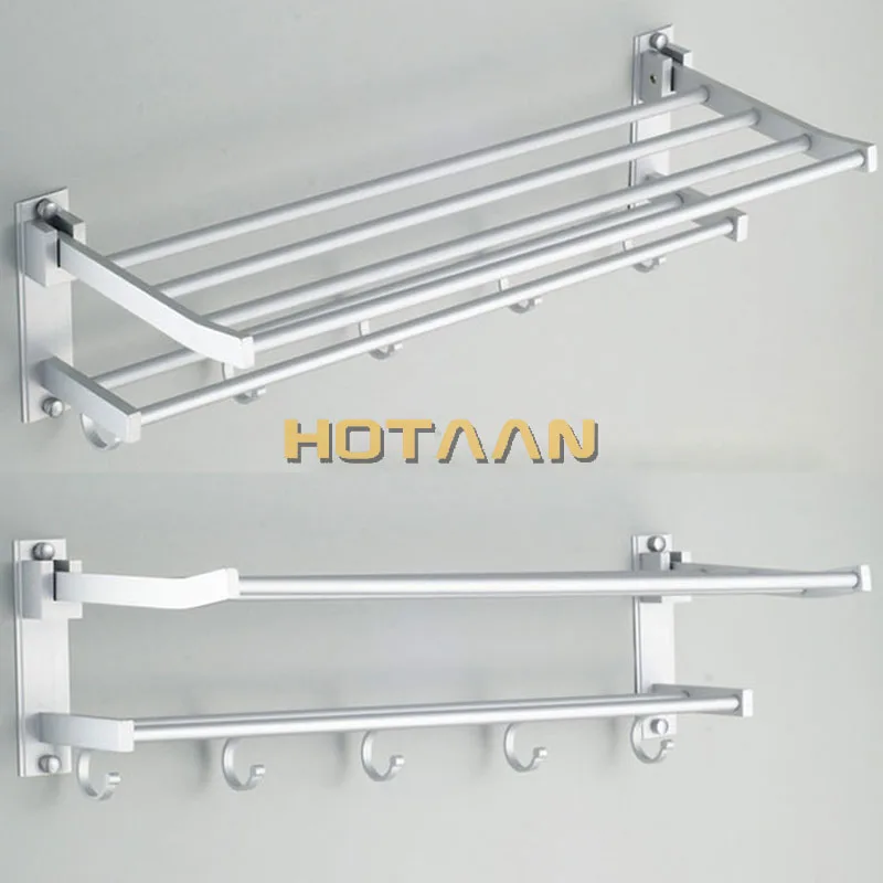 Bathroom towel holder, Foldable  towel rack, oxidation aluminium  towel rack with hooks YT-4003