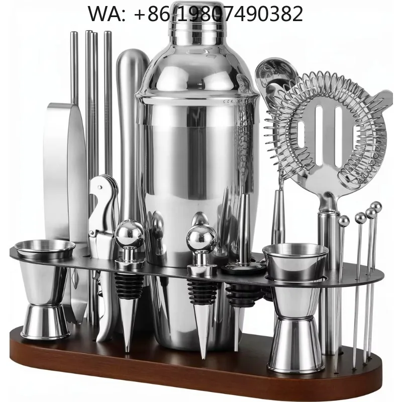 Wedding Gift Box Cocktail Mixing Kit, 750ml Stainless Steel Boston Shaker Complete Bartender Tools Matching Recipe Instruction C