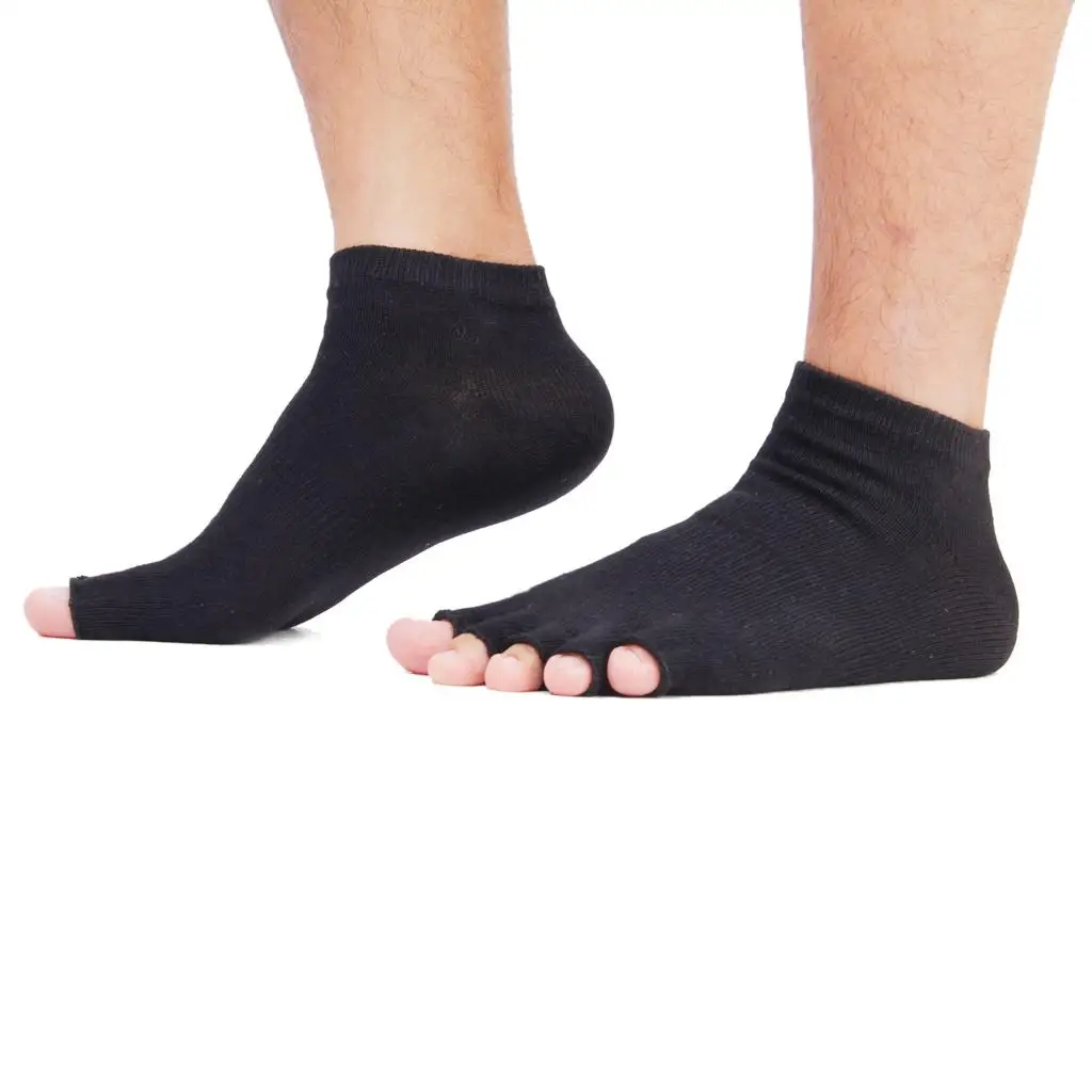 جوارب مفتوحة بخمسة أصابع، جوارب يوجا قطنية قابلة للتنفس، تصميم أنيق بخمسة أصابع للياقة البدنية واستخدام البيلاتيس