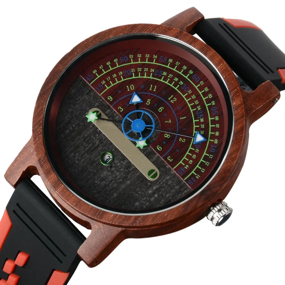 Bamboo Wood Watch Creative Pointer Dial Quartz Wooden Band Man Wristwatch for Men Luminous Display Clock Male Relogio Masculine