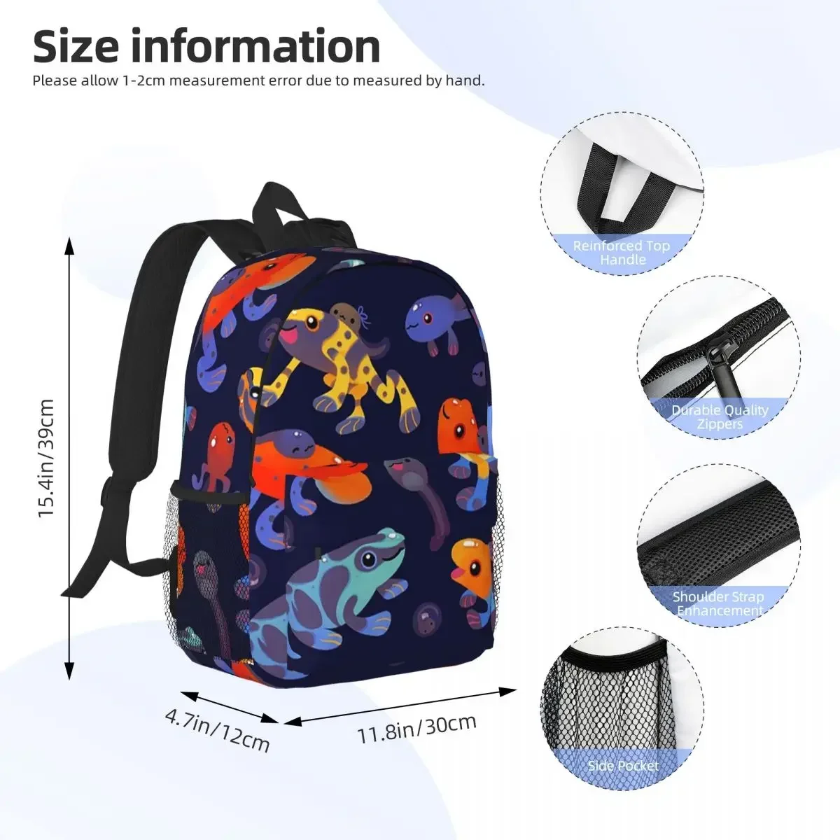 Poison Dart Frogs - Dark Backpacks Teenager Bookbag Fashion Children School Bags Travel Rucksack Shoulder Bag Large Capacity