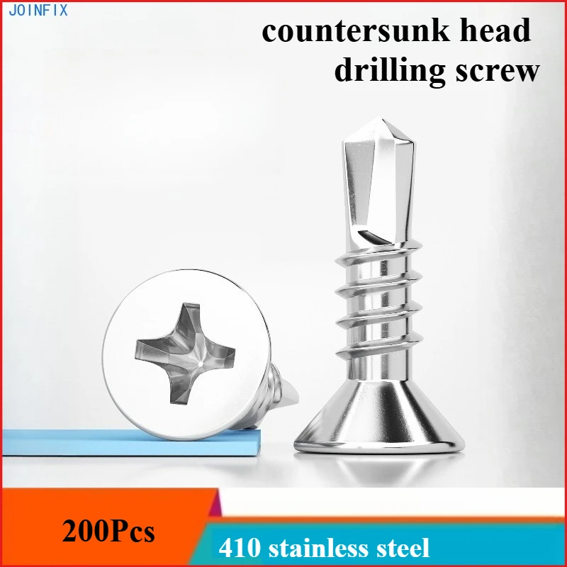 

410 stainless steel countersunk head self-tapping self-drilling screw, drill tail flat head dovetail screw M3.5M4.2M4.8