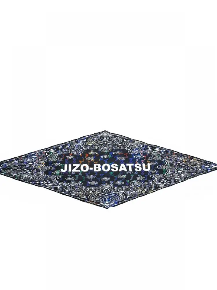 ニュートラルカップルズ-コットンスクエアスカーフ-22ja44-ペイントカシューフラワーデザイン-春夏秋冬-ユニセックス-oniarai-ゴーストウォッシュ