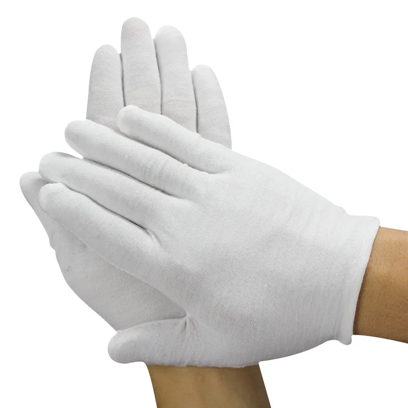 Cotton Gloves for Dry Hands, White Cotton Gloves Cloth Serving Gloves for Dry Hands Inspection