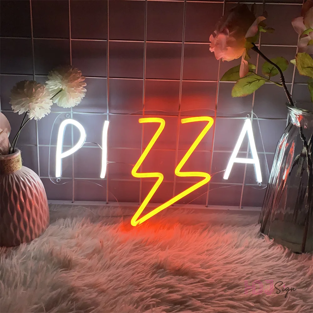 Imagem -01 - Pizza Neon Led Sinal Pizza Casa Decoração Parede Pendurado Luzes de Sinal de Néon Pizzeria Cozinha Restaurante Luzes de Néon Bar Festa Sinal Aberto pizza neon led sinal pizza casa decoracao parede pendurado luzes de sinal de neon pizzeria cozinha restaurante luzes de neon bar festa sinal aberto 01