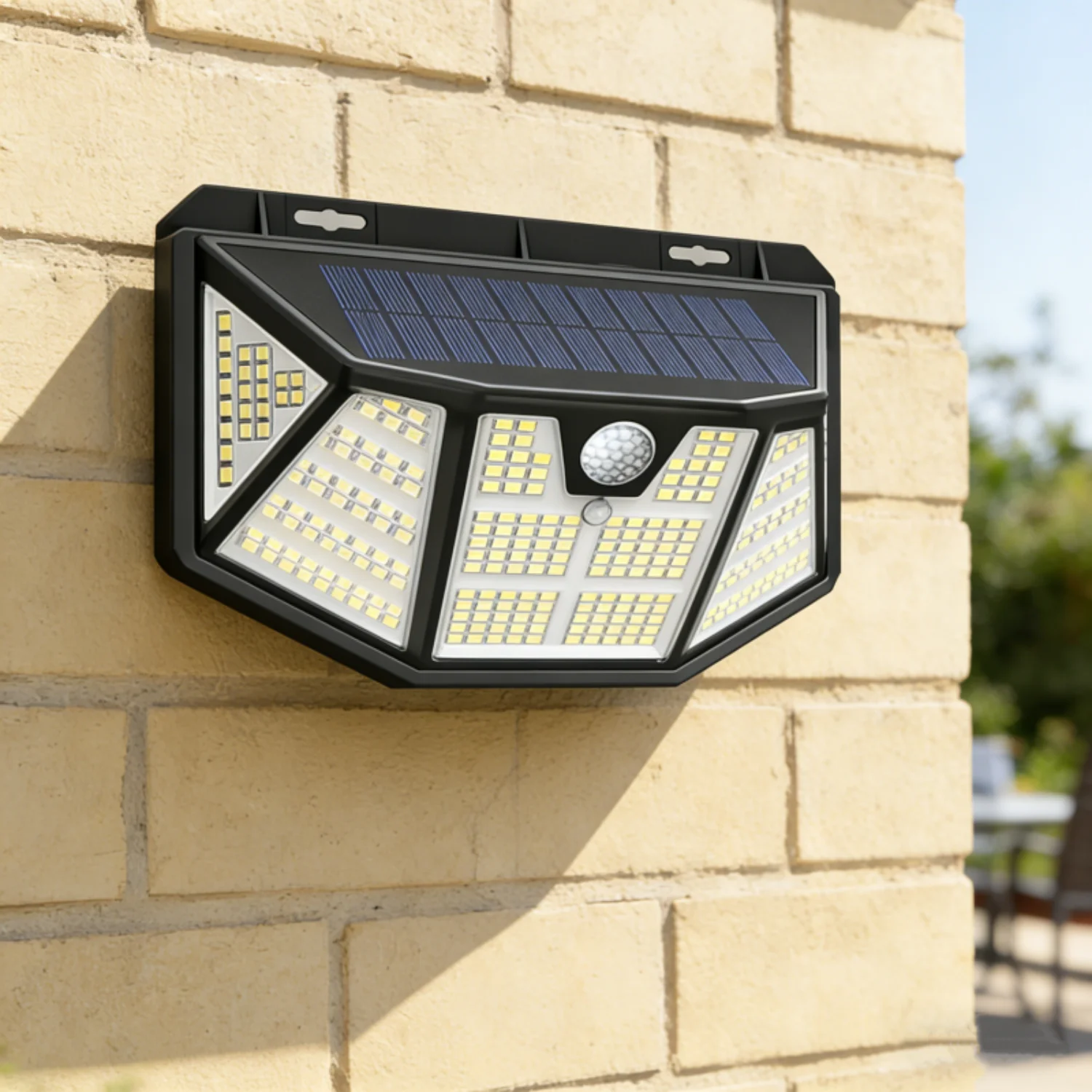 

Солнечный уличный светильник с датчиком движения на 310 светодиодов – ультраяркий, 3 режима, водонепроницаемый IP65, охранная лампа | Набор из 2 штук для стен и сада
