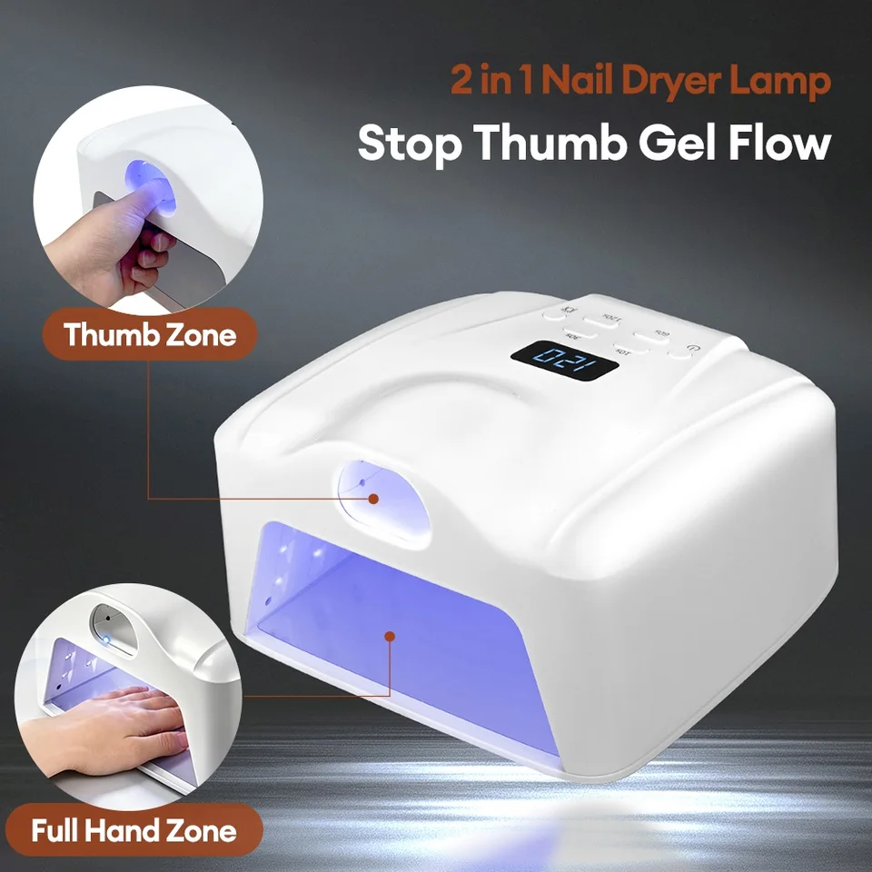 Lámpara de uñas 2 en 1 con luz UV, 78 LEDs, para dedo del pie, dedo y mano completa, doble puerto de curado, sensor automático, arte de uñas