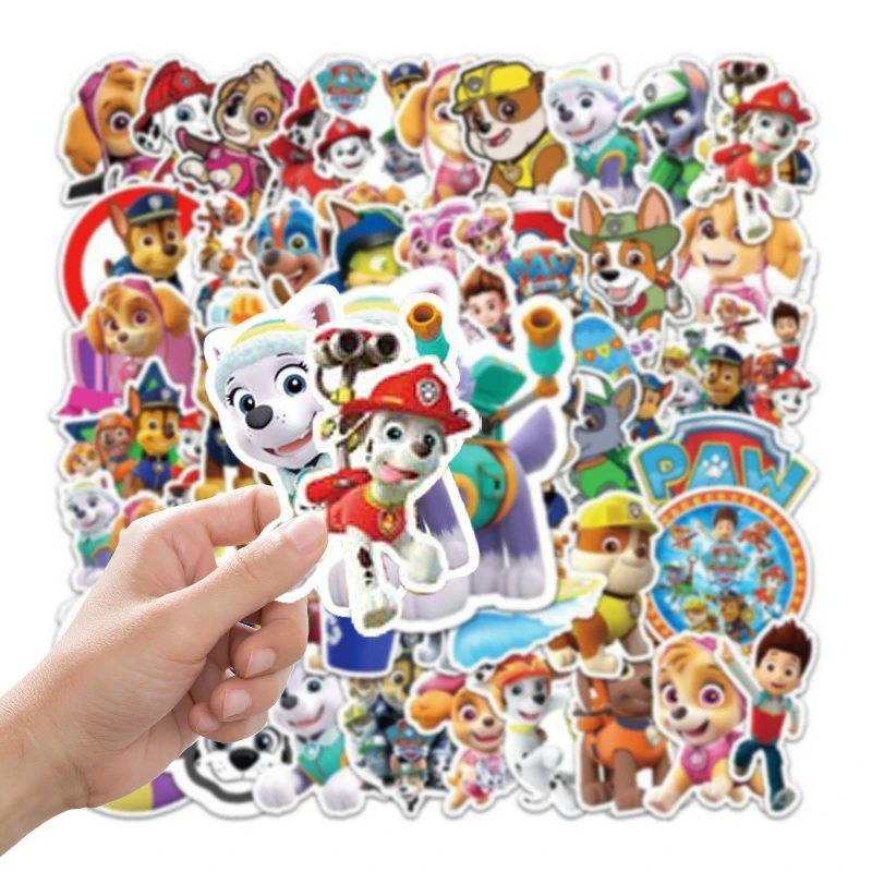 50pcs Paw Patrol Stickers Cartoon Sticker DIY Decoration Laptop Notebook Suitcase Luggage Waterproof Stickers Toys Gift For Kids