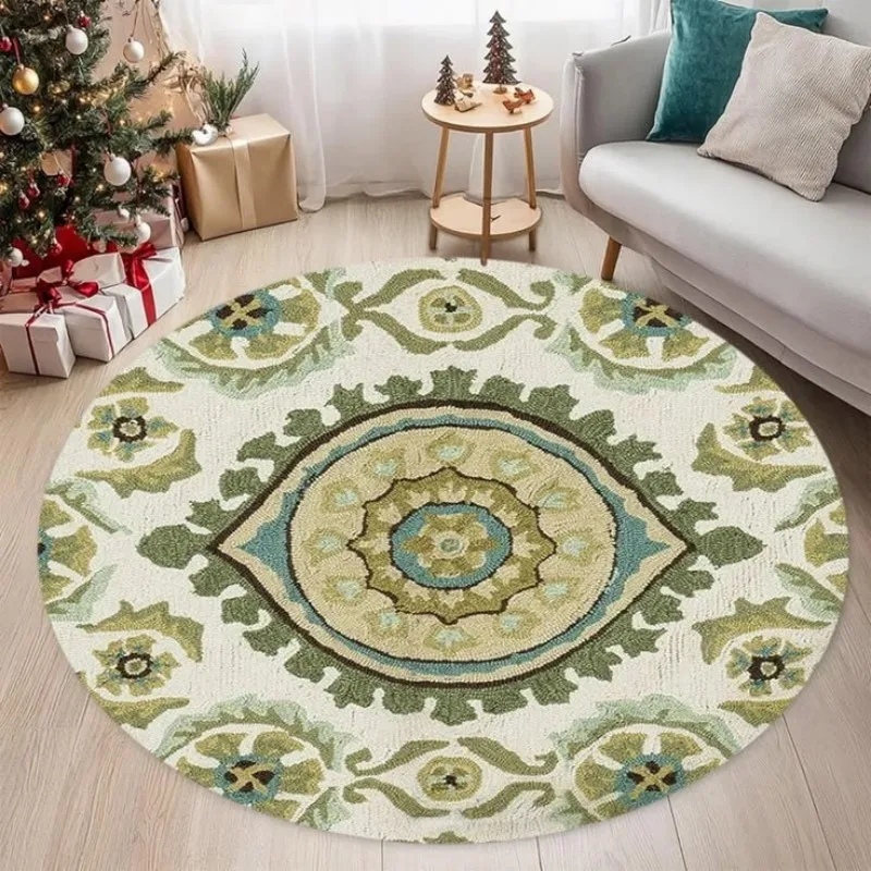 Round Rug Christmas Gift Vintage Area Rugs Living Room French Palace Floral Carpet Holiday Home Decor Floor Mat Bedside Mats