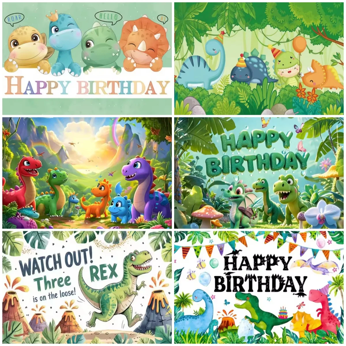 

Cartoon Dinosaur Child Happy Birthday Party Backdrop Decoration Supplies Jurassic Boy Theme Background Supplies Photography Prop