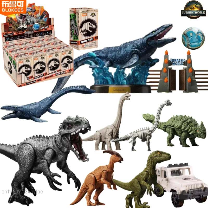 BLOKEES Jurassic World Building Blocks Natural Collection Surprise Edition Volume 2 Mosasaurus Indominus Rex Assembly Model Gift