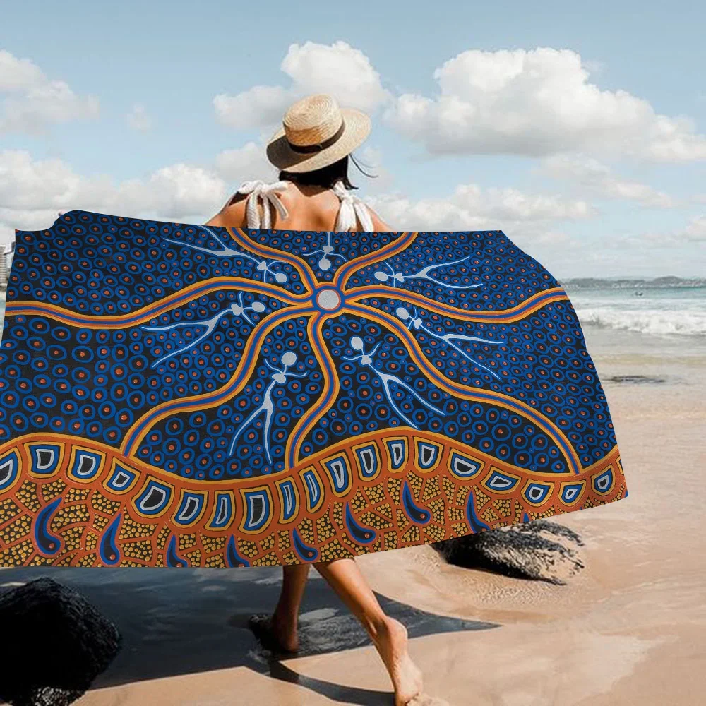 Australian Aboriginal Art Towel Microfiber Beach Towel Absorbent Quick dry Soft Yoga Swimming Resort Mountain Climbing Towel