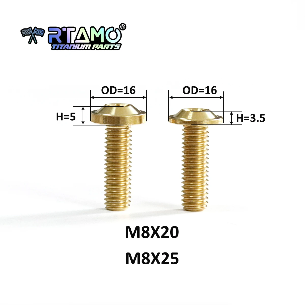 RTAMO Titanium Bolt M8X10/15/20/25/30/35/40/45/50/55/60/65/70/80/90 Torx Head for Motorcycle Riding Modification Fastener