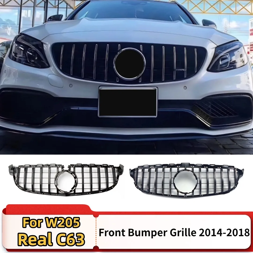 

Sport Middle Hood Mesh Front Inlet Grille Racing Bumper Grill For Mercedes Benz C class W205 Real C63 AMG 2014-2018 Trim Refit