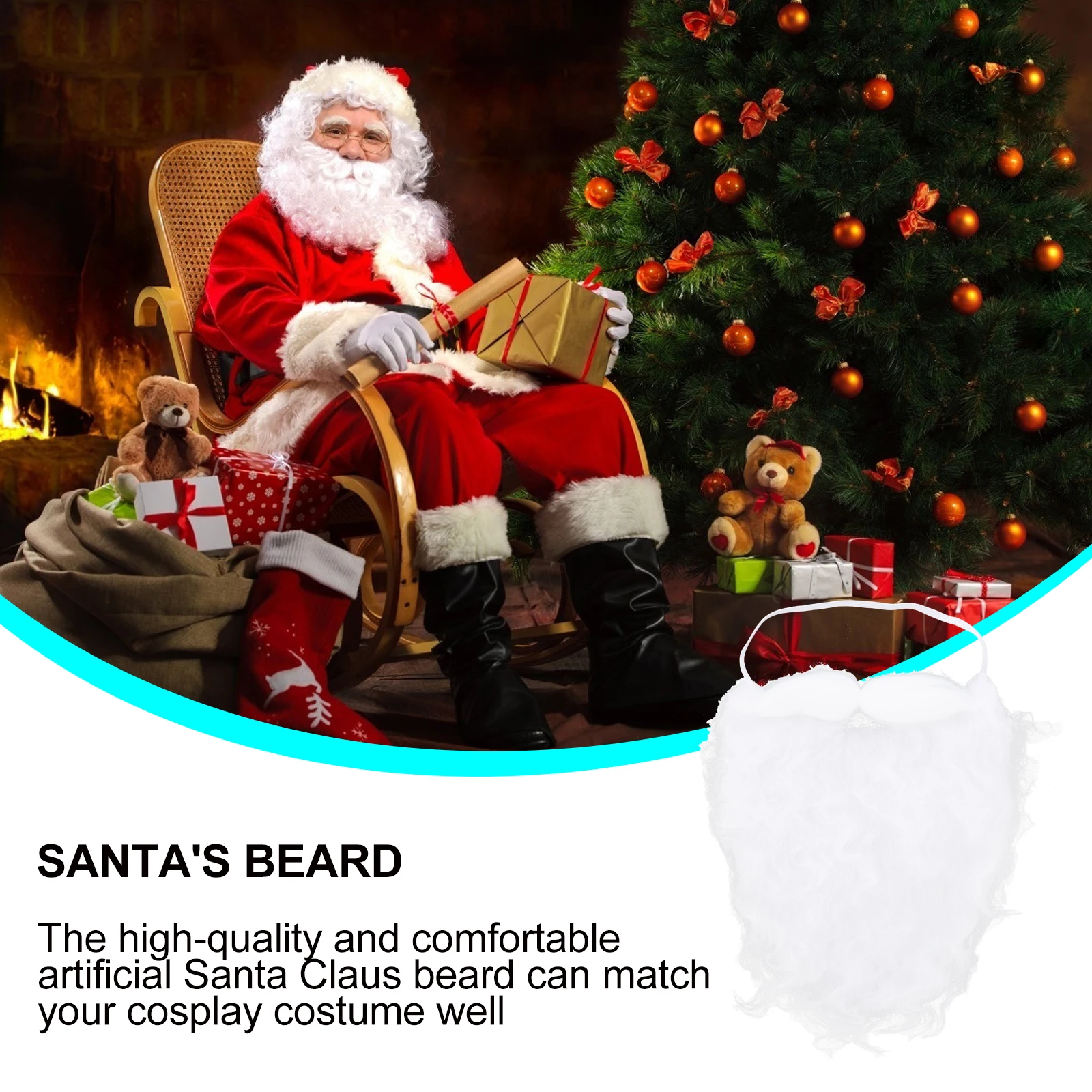 

4Pcs Santa Claus Beard Fake Mustache Christmas Props Party Polyester Material Lightweight Comfortable