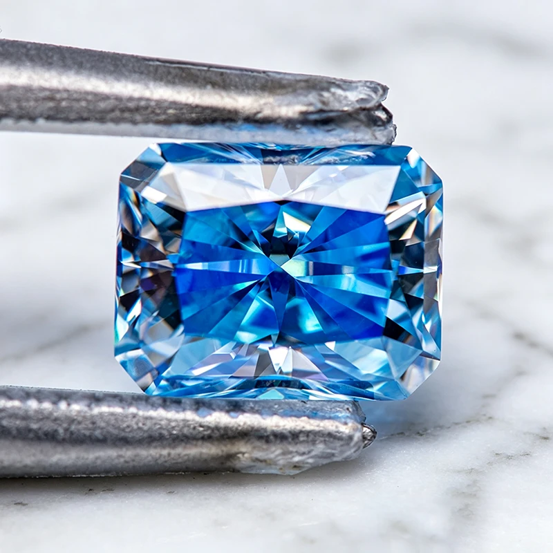 Moissanit-Stein im Radiant-Schliff, Eisblau, Laborgezüchteter Edelstein für DIY-Ringe, Halsketten, Ohrringe, Hauptmaterialien mit Zertifikat – Detail 5
