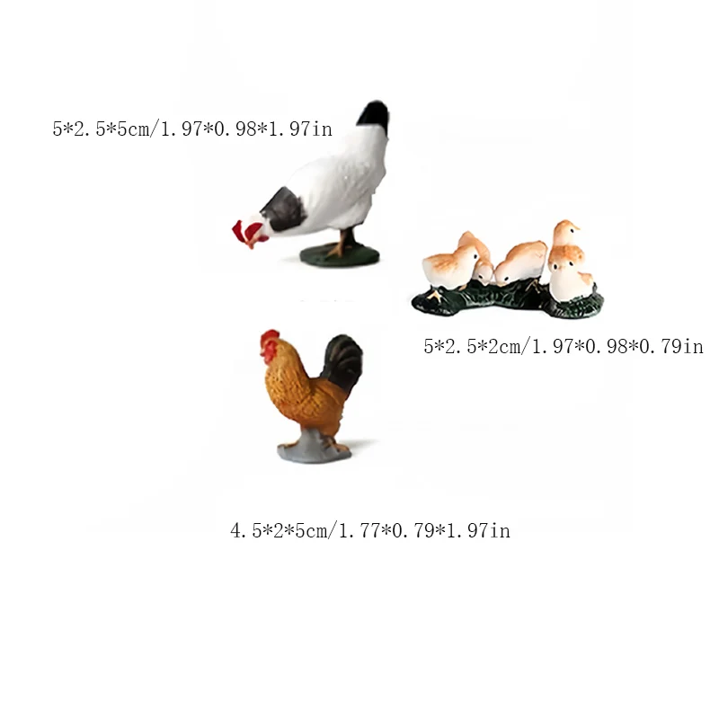 Farmhouse set with animal models, realistic poultry (chickens, ducks, geese), children's figurines.
