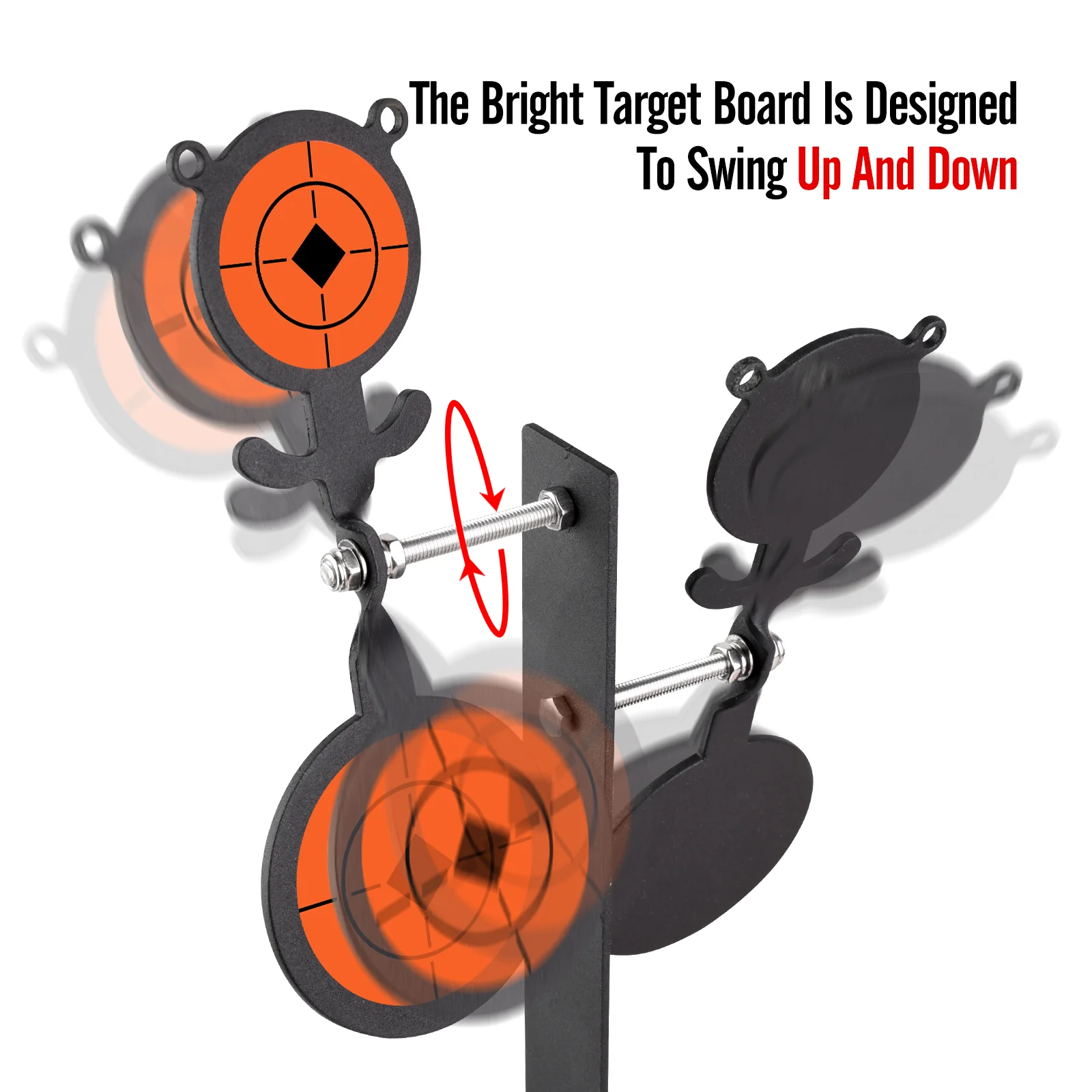 Iron Ground Insertion Double-Sided Rotating Target with Dual 360 Degree Rotating Heads, Used for Slingshot, Air Gun Practice Shooting, Outdoor Entertainment
