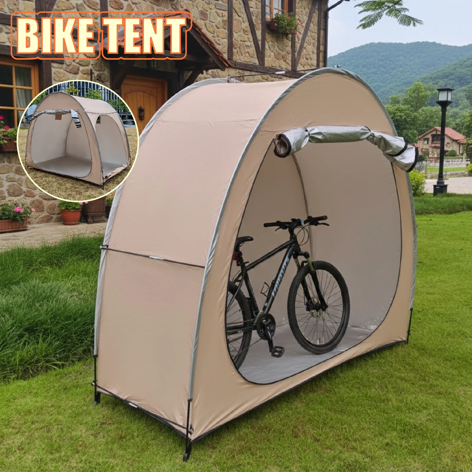 1 Pack Quick Fold Bike Storage Tent, Portable Spacious Shelter, Outdoor Backyard Bicycle Storage Shed for Bike Owners